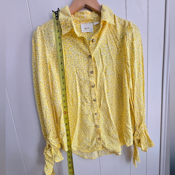 Maeve By Anthropologie Yellow Button-Down Shirt- Size 8 - Picture 5 of 7